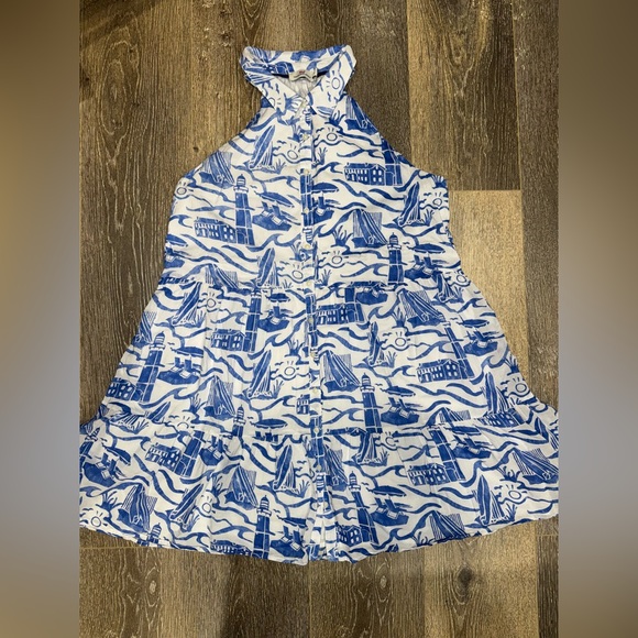 🌺 Vineyard Vines Blue and White lighthouse Sleeveless Shirt Dress - Picture 6 of 10